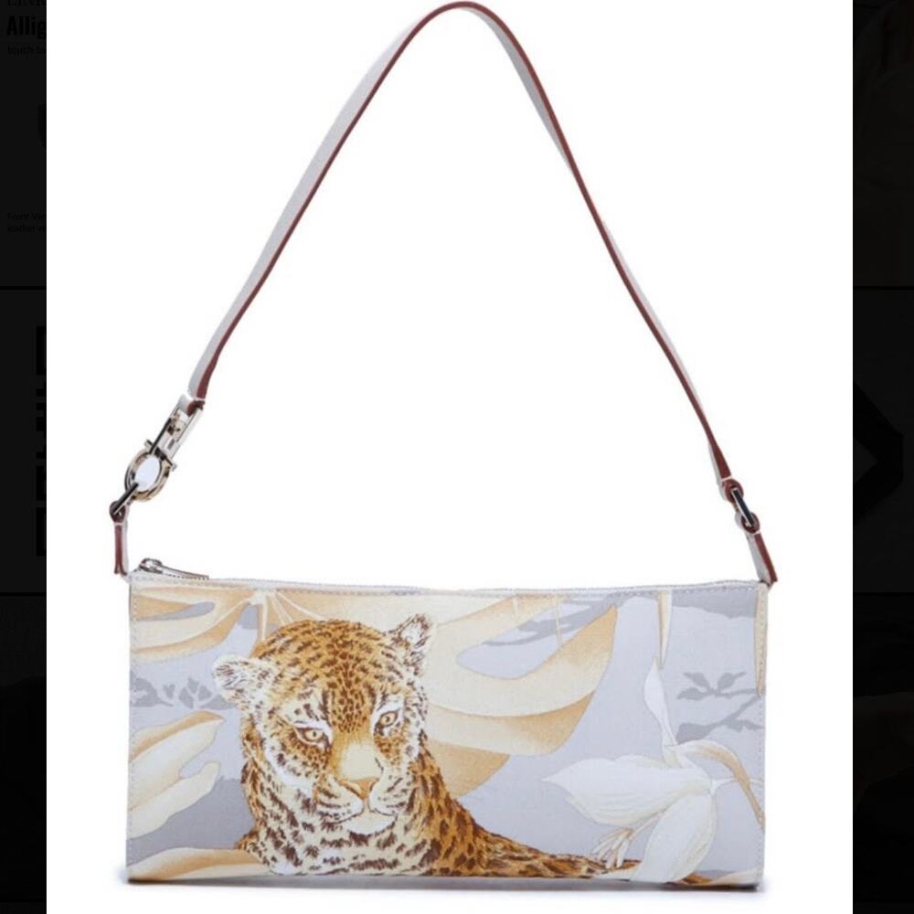 Rare!! Salvatore Ferragamo leather-trimmed leopard print canvas shoulder bag - Picture 8 of 8